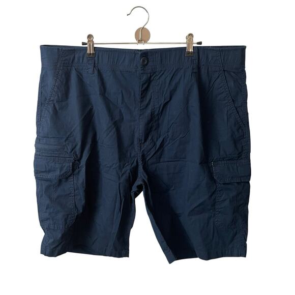 WearFirst Mens 42 Cargo Shorts Dark Blue Pockets Casual Cotton Stretch Basic - Picture 1 of 8